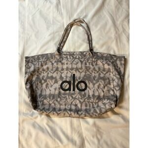 Alo Yoga Large Canvas Tote Bag Gray Tie Dye Gym Travel Weekender Yoga Bag